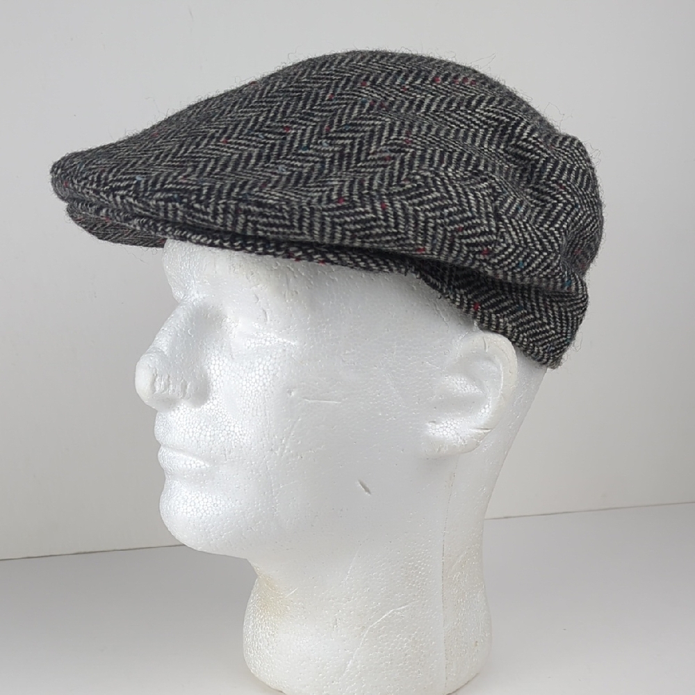 CARROLL & CO Men's Classic Wool Herringbone Tweed Flat Cap